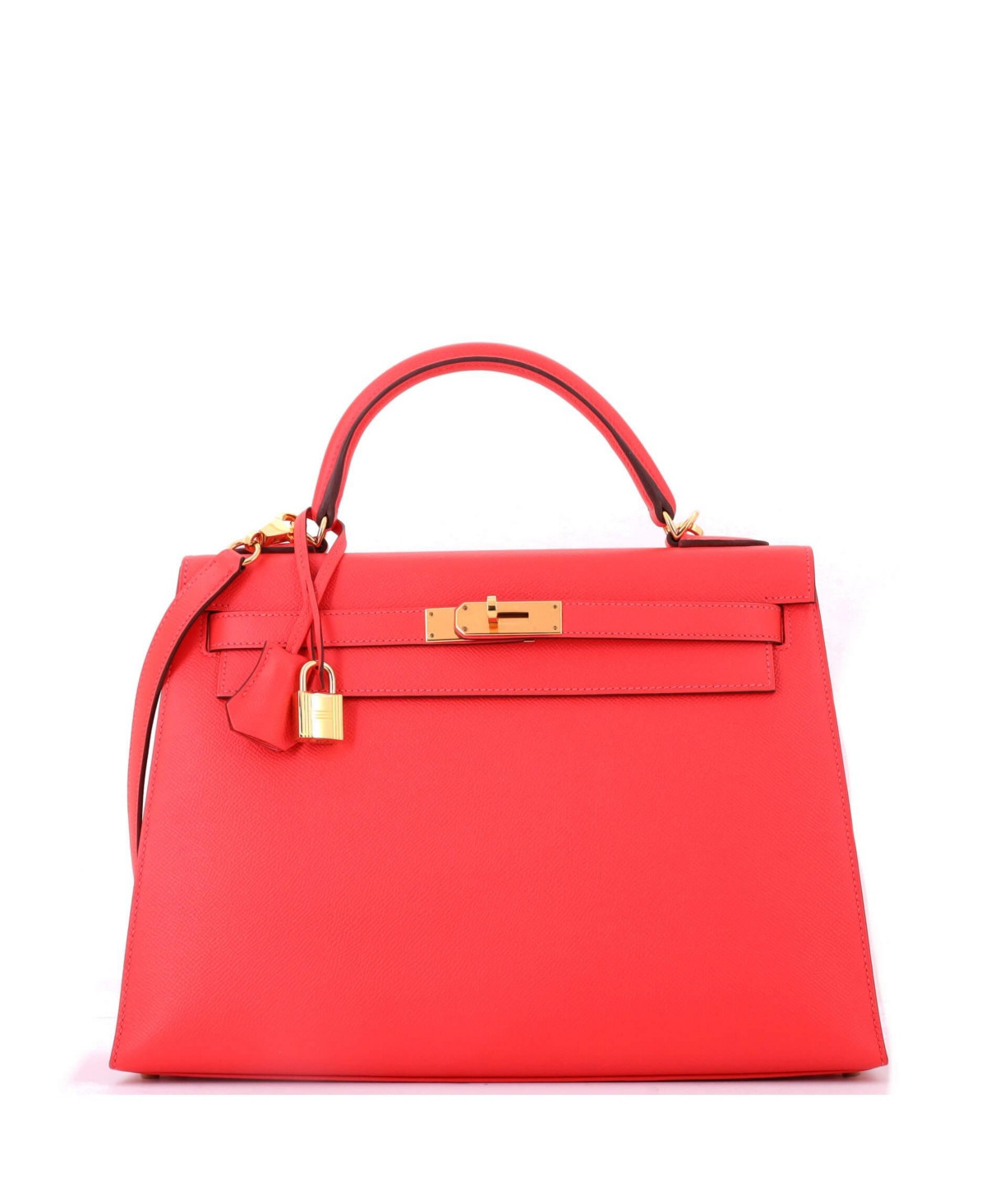 Pre-Owned HERMES Kelly 32 Handbag Red Epsom with Gold Hardware - Red | Macy's