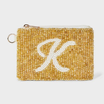 Beaded Monogram Letter E Pouch - A New Day™ Light Pink/E | Target