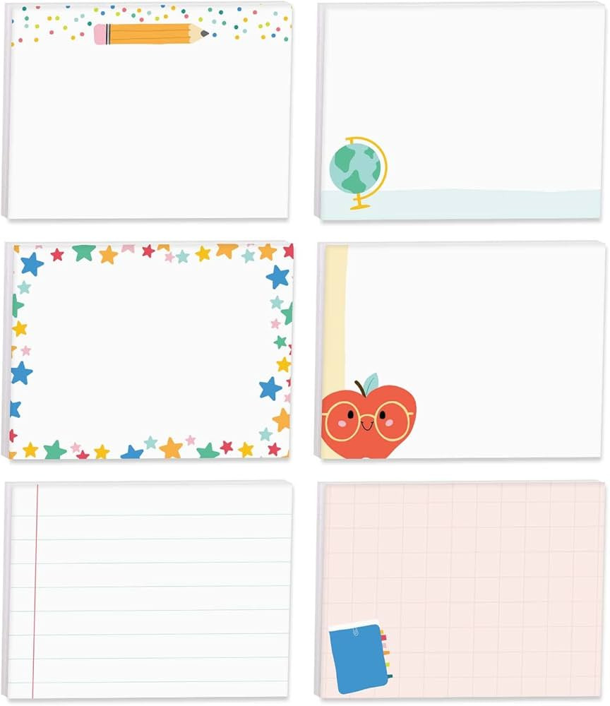 Cute Teacher Icons Sticky Note Pads / 4" x 3" Repositionable Classroom Sticky Notes / 50 Sheets P... | Amazon (US)
