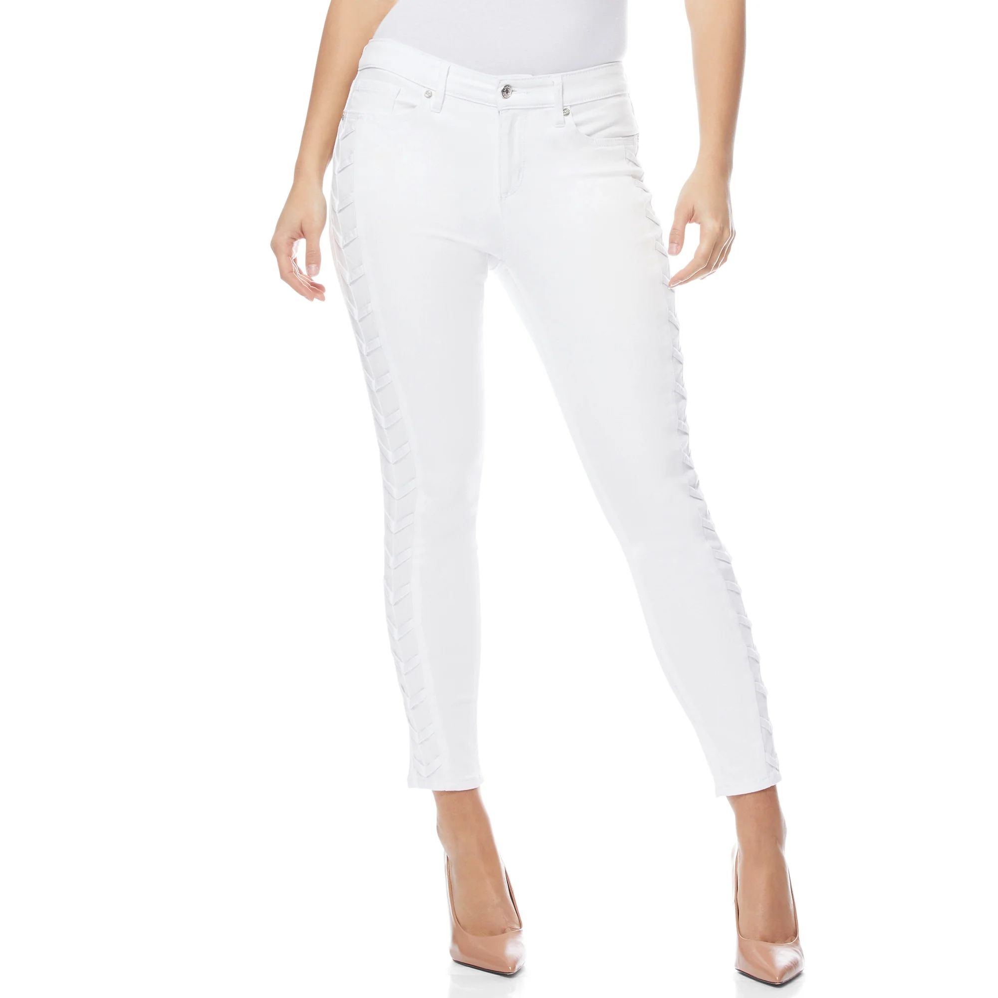 Sofia Jeans by Sofia Vergara Sofia Skinny Mid-Rise Lace-Up Sides Ankle Jeans, Women's | Walmart (US)