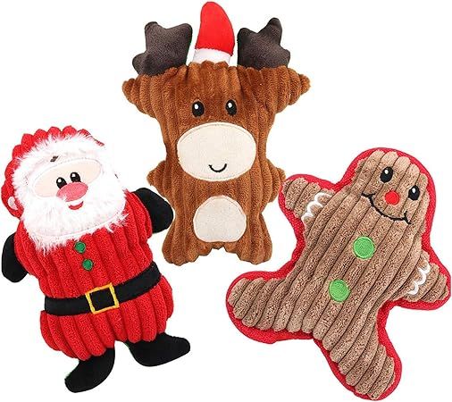 Christmas Dog Squeak Toys , 3 Pcs Legendog Puppy Chew Toys Soft Dog Toy Squeak for Small Medium D... | Amazon (US)