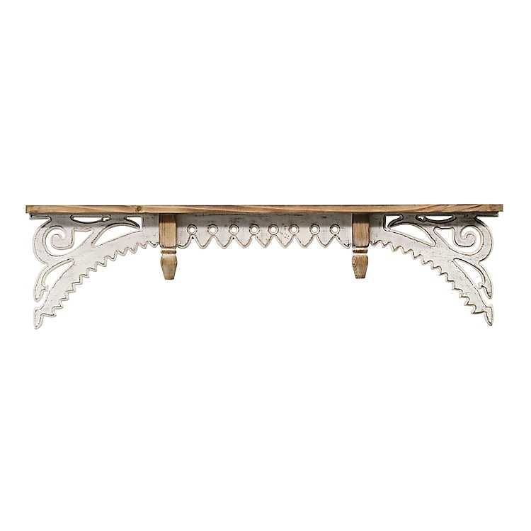 New! White and Brown Vintage Wooden Wall Shelf | Kirkland's Home