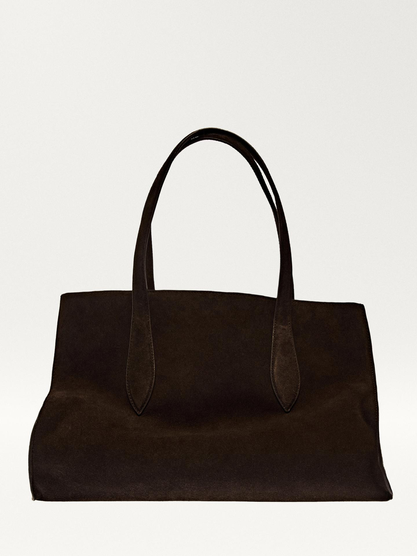 Split leather maxi tote bag | Massimo Dutti UK