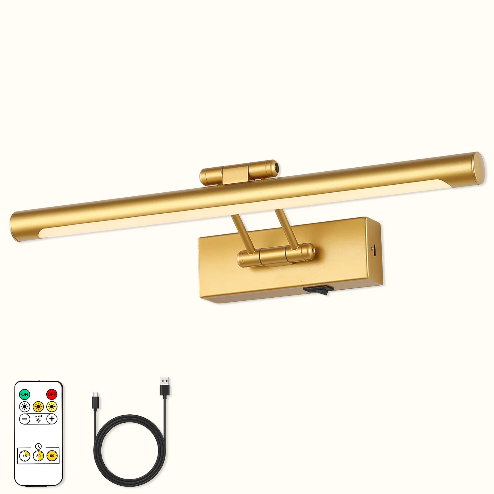 15.75 in. LED Picture Light with Remote Control Dimmable Multiple Color Temperatures Rotatable an... | Wayfair North America