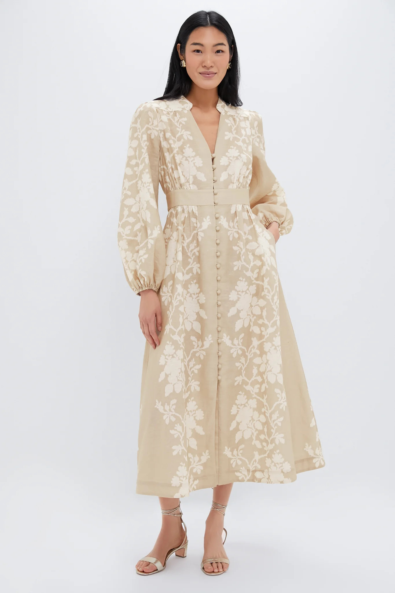 Sand Floral Stripe Serena Dress | Tuckernuck (US)