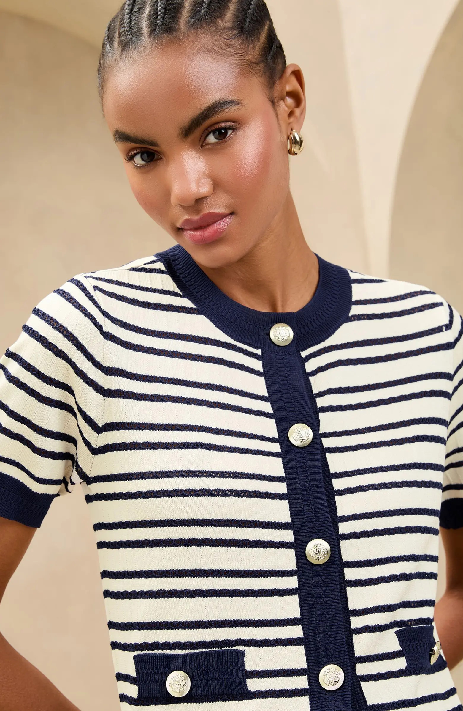Stripe Short Sleeve Cardigan | Nordstrom