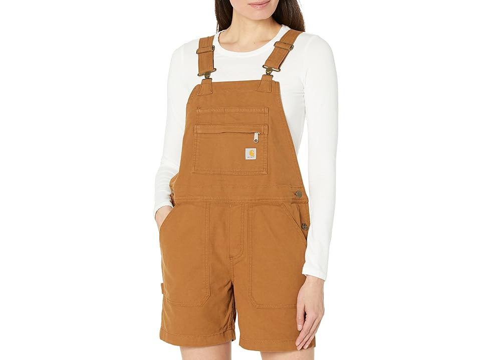 Carhartt Rugged Flex Relaxed Fit Canvas Shortall Women's Overalls One Piece Carhartt Brown : LG Regular, Canvas/Cotton/Elastane | Zappos