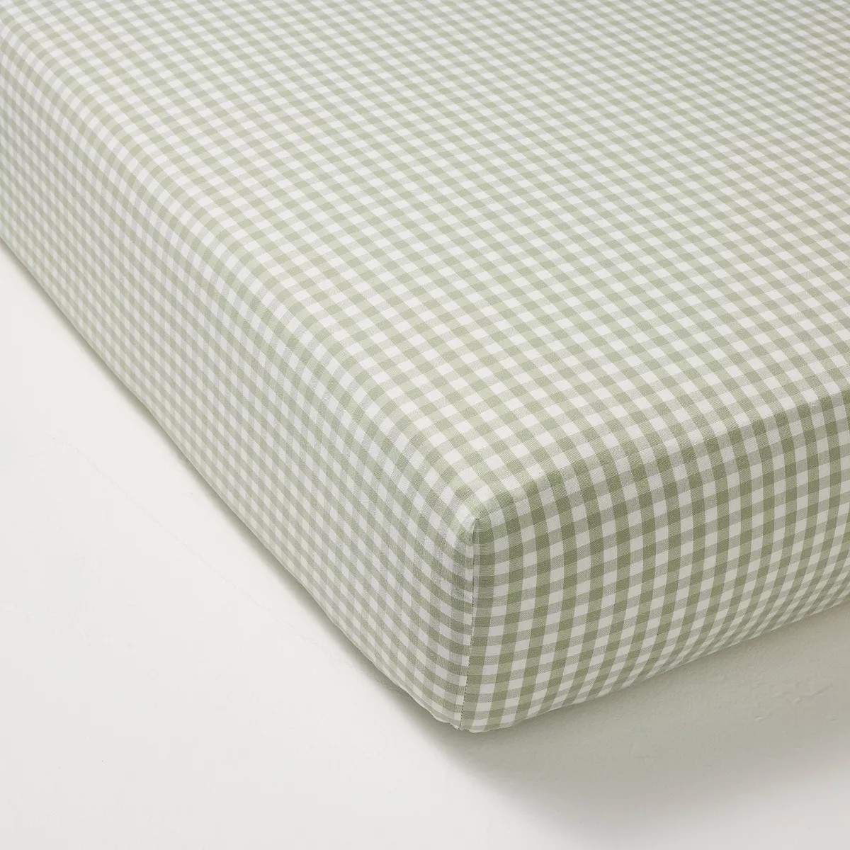 Gingham Woven Fitted Sheet Green - Hearth & Hand™ with Magnolia | Target