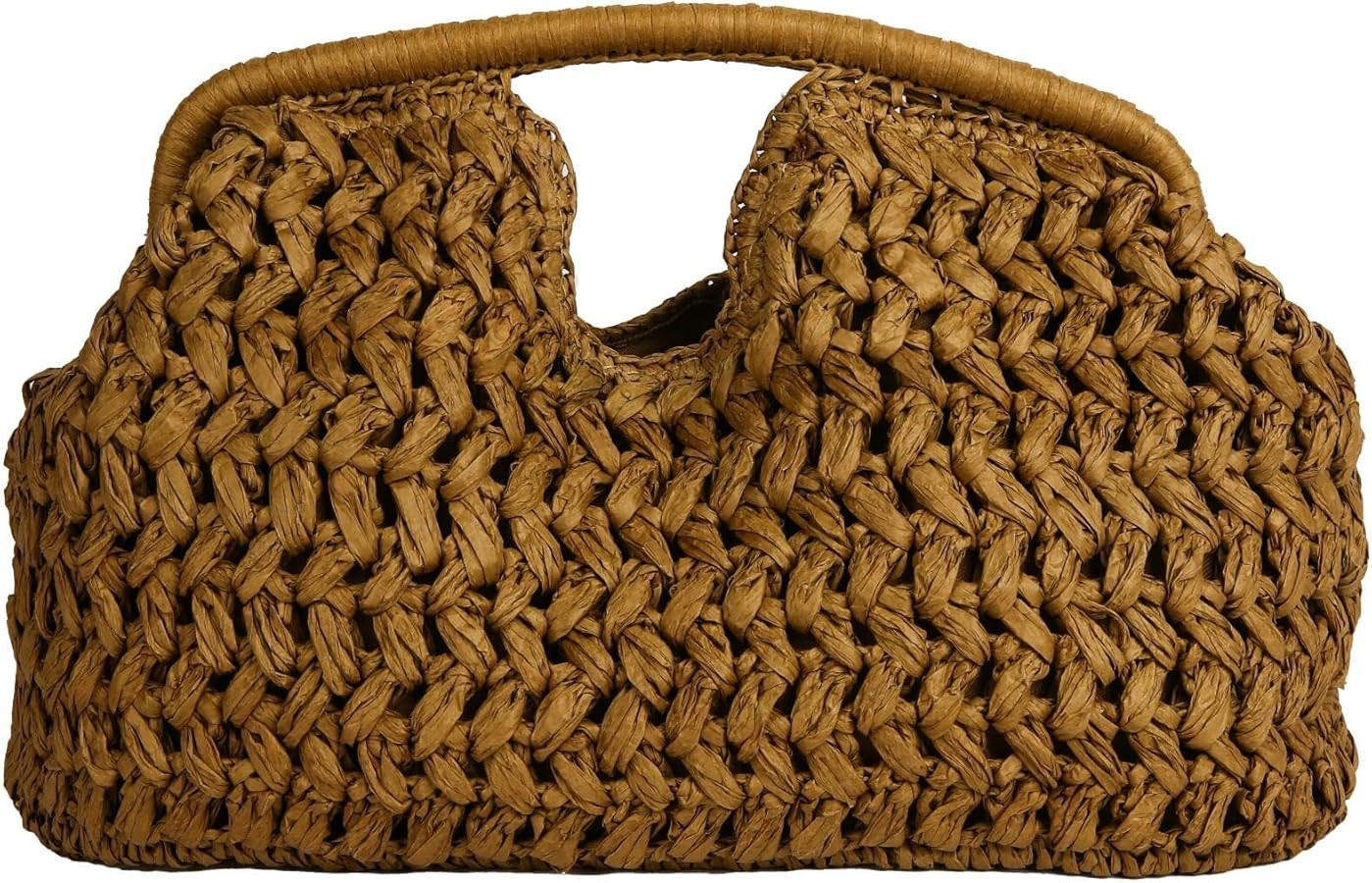 Woven Straw Handbag for Summer Beach Vacation Clutch Purse Cloud Dumpling Pouch Medium | Amazon (US)