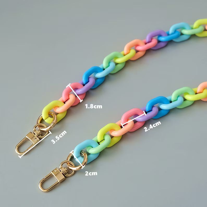 Rainbow Acrylic High Quality Purse Chain, Metal Shoulder Handbag Strap, Replacement Handle Chain,... | Etsy (UK)