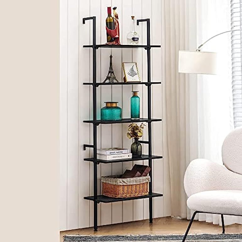 APICIZON 5 Tier Ladder Shelf, Industrial Wall Shelf with Wood Shelves and Stable Metal Frame, Ope... | Amazon (US)