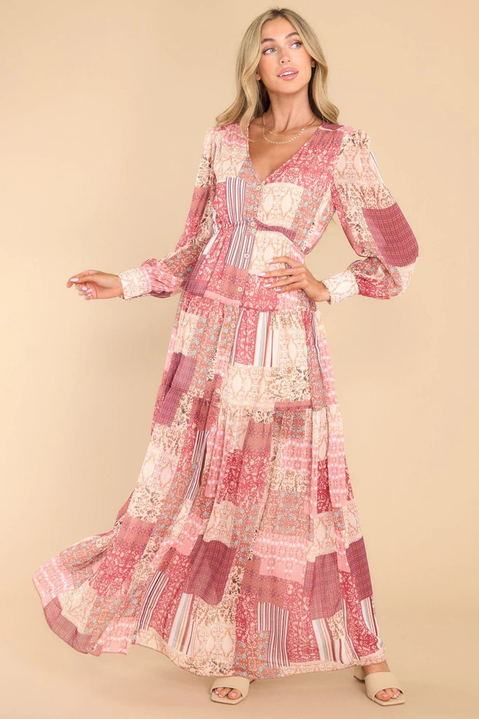 Be An Example Ruby Patchwork Print Maxi Dress | Red Dress 