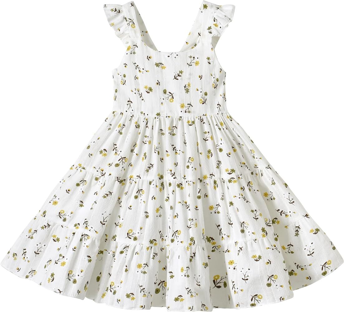 Kids Toddler Baby Girls Dress Ruffle Sleeveless Princess Dress 2024 Summer Beach Sundress | Amazon (US)