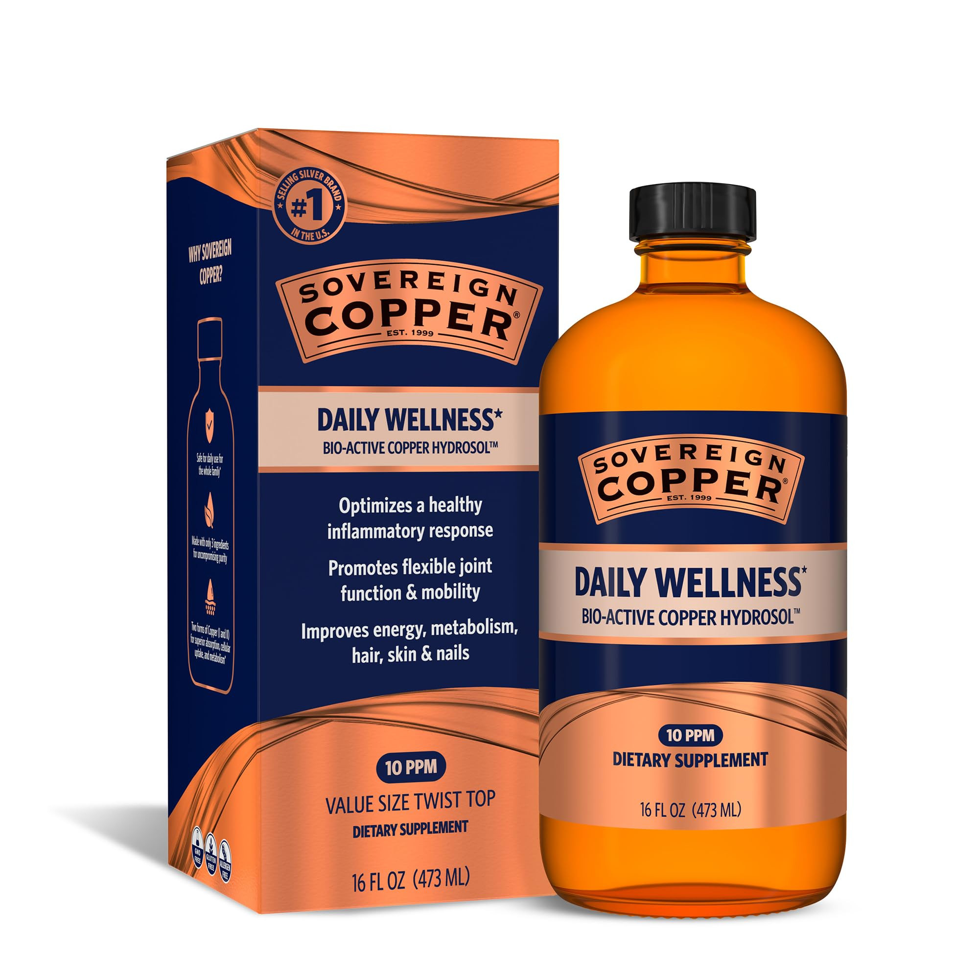 Sovereign Bio-Active Copper Hydrosol - Bioavailable Colloidal Copper Liquid Supplement for Adults... | Amazon (US)