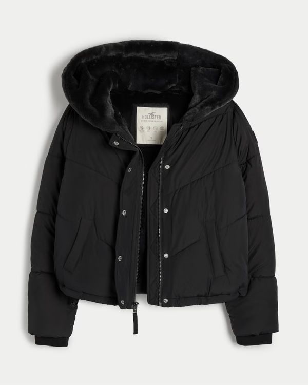 Ultimate Faux Fur-Lined Hooded Puffer Jacket | Hollister (US)