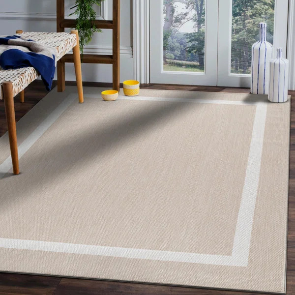 Akela Geometric Beige Indoor / Outdoor Area Rug | Wayfair North America
