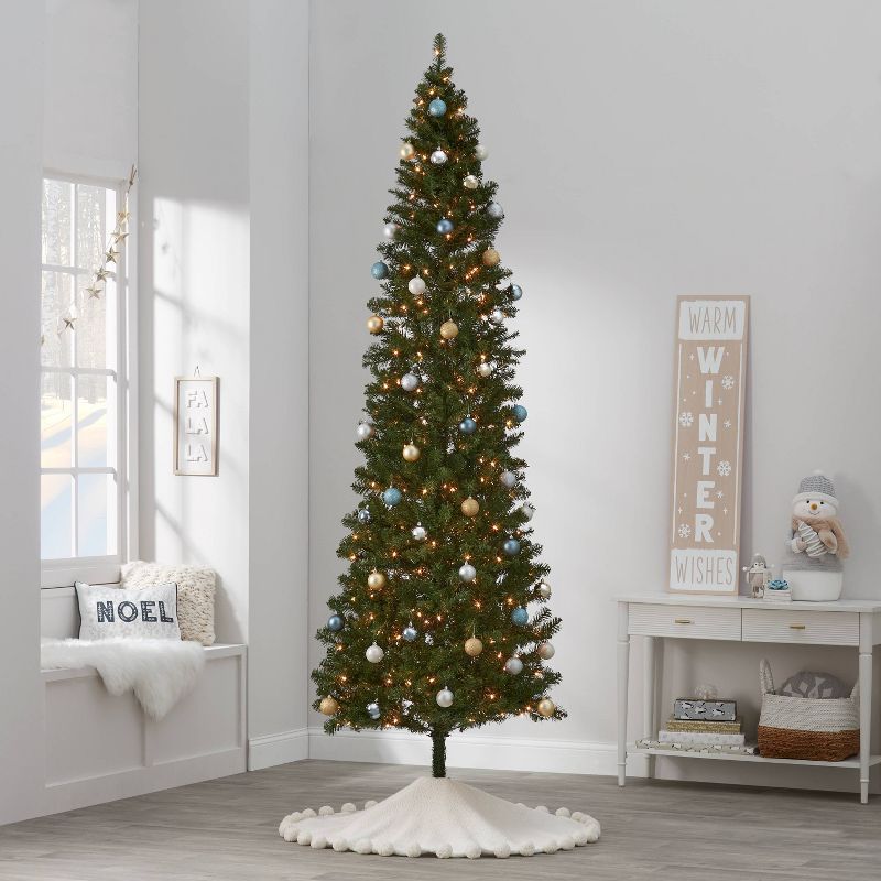 9' Pre-Lit Slim Alberta Spruce Hinged Artificial Christmas Tree Clear Lights - Wondershop™ | Target