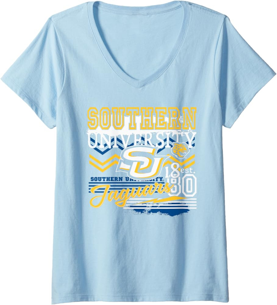 Womens Southern Jaguars HBCU Retro Officially Licensed V-Neck T-Shirt | Amazon (US)