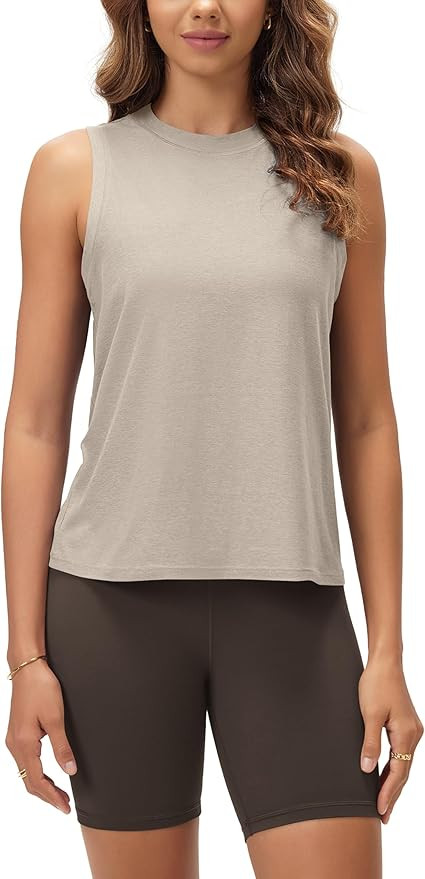 ODODOS Women's Performance Tank Ultra Soft odSTRATUM Tech Sleeveless Tee Shirts High Crew Neck Pu... | Amazon (US)