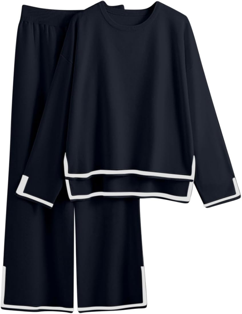 FunAloe Ladies 2 Piece Outfits Clearance Oversized Casual Plain Long Sleeve Knit Pullover Tops El... | Amazon (UK)