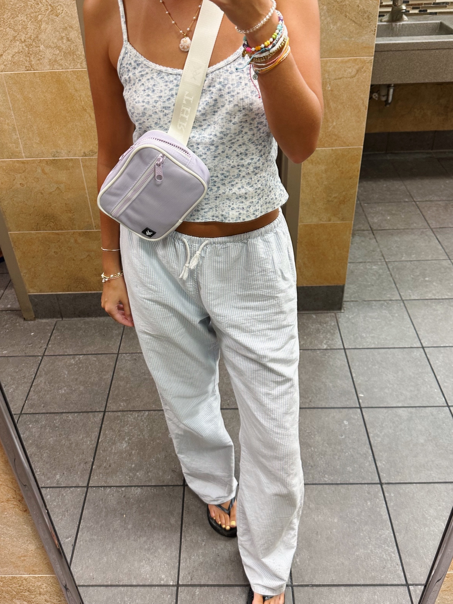 I wear this outfit at least twice a week! 
Comfy blue and white striped pants, blue floral top, thread wallets crossbody bag

#LTKBacktoSchool #LTKStyleTip #LTKFindsUnder50