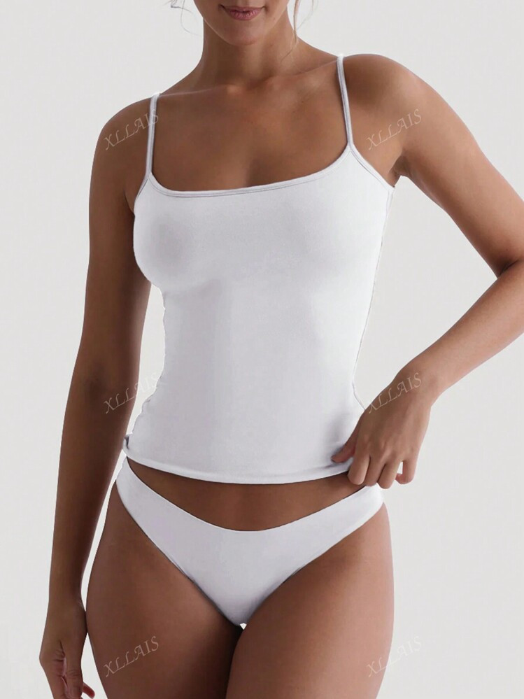 XLLAIS Sexy Backless Women's Camisole Elastic Casual Spaghetti Strap White Top | SHEIN