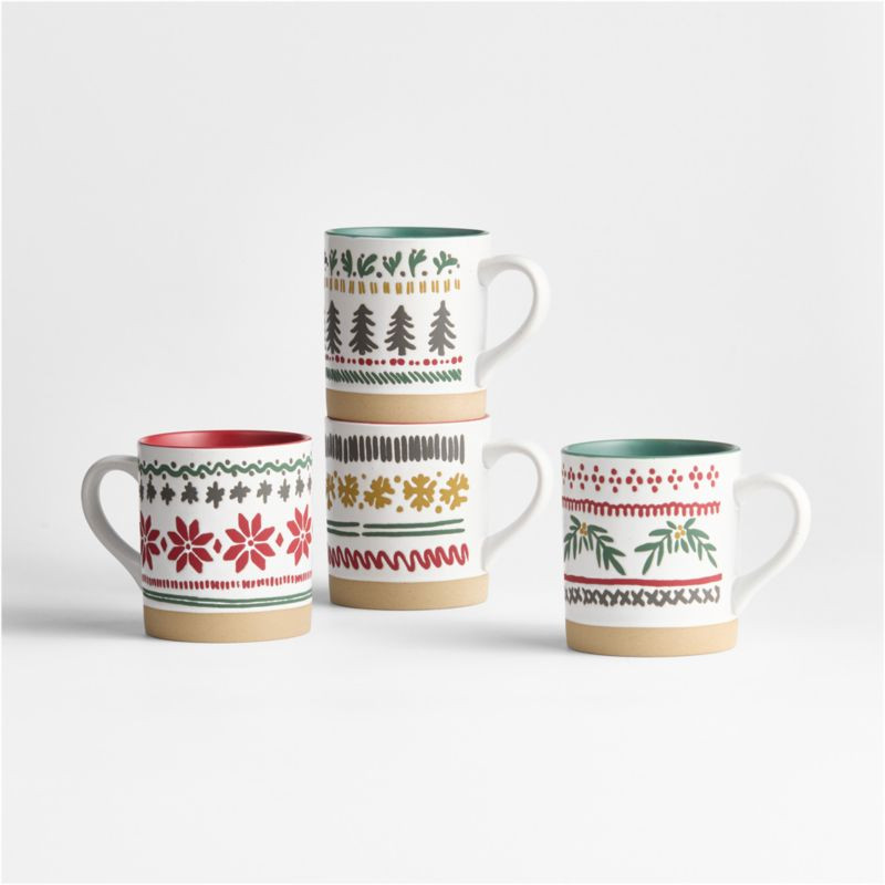 Nordic Fair Isle 14-oz. Stoneware Mugs, Set of 4 + Reviews | Crate & Barrel | Crate & Barrel