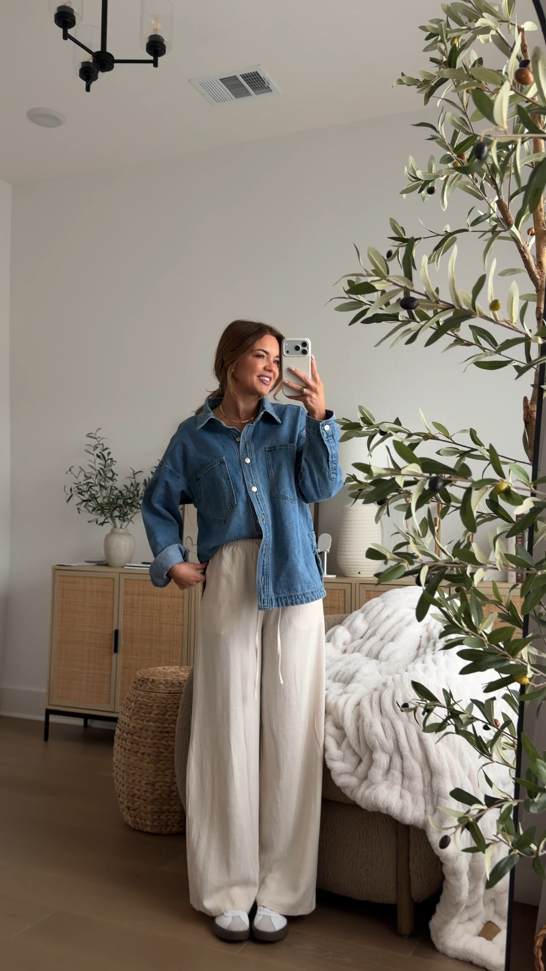 denim shirt: small (light blue) // pants: small (apricot) 