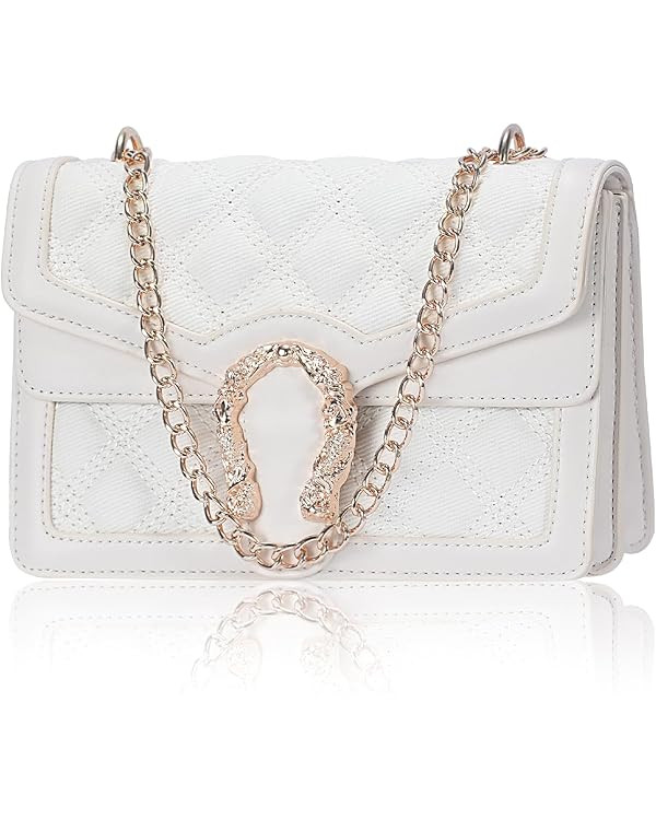 Aiqudou Crossbody Bag and Satchel Purse for Women - Fashion Snake Print Chain Purse Luxury PU Lea... | Amazon (US)