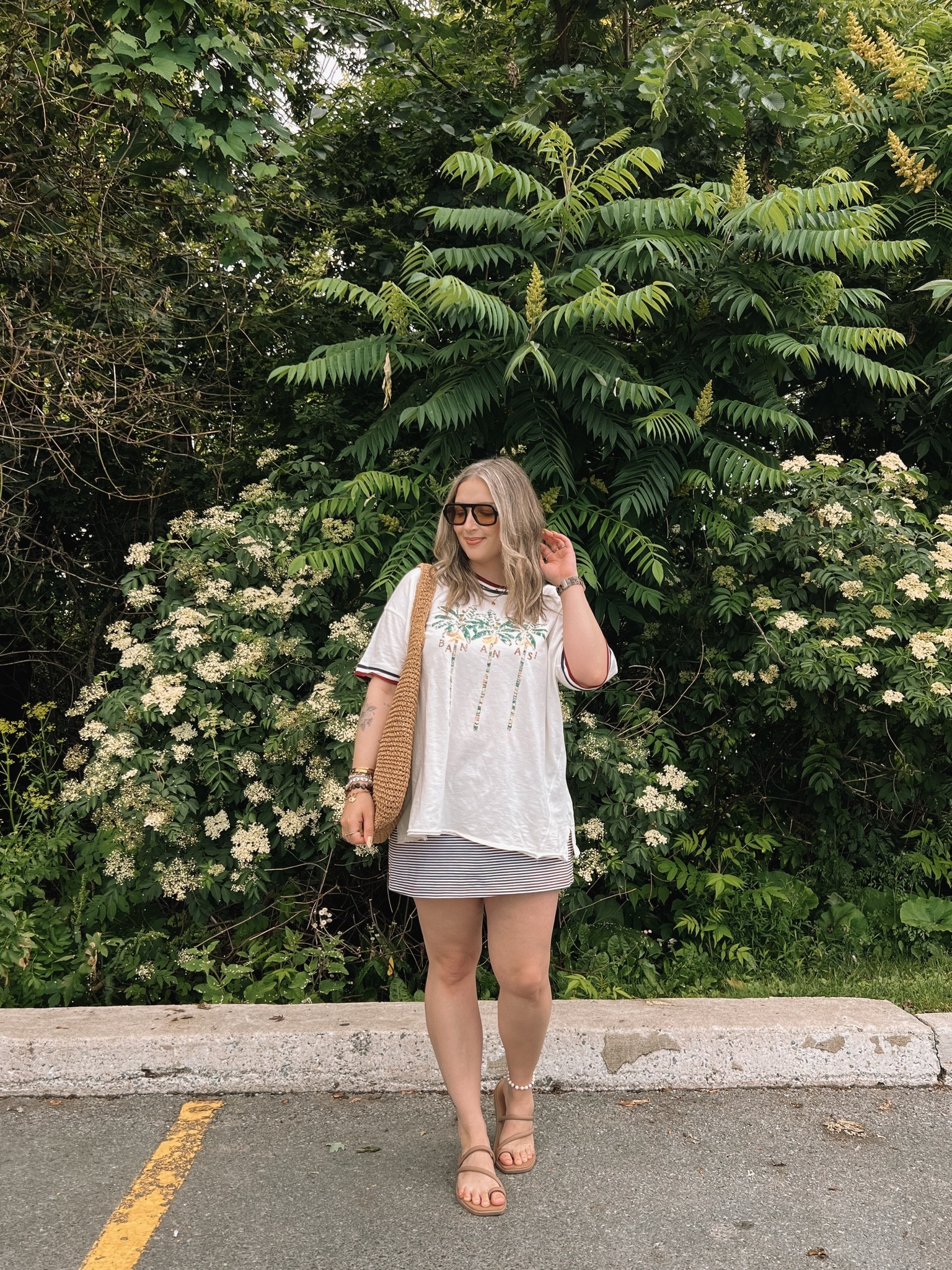 Comfy summer outfit! Wearing L in both the tee & mini skirt (has built in shorts)! I’m a 9.5-10 shoe and wear a 10 in the toe loop sandals. Canadian crocs link under “similar products”

#LTKsummer #LTKsale #LTKmidsize