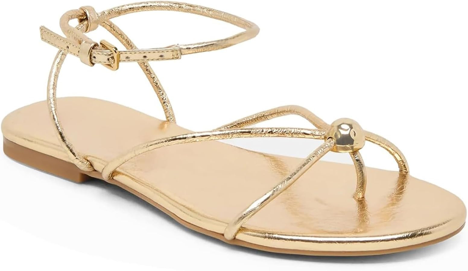 Strappy Flat Sandals for Women Comfortable Open Round Toe Sandals Dressy Beach Thong Flip Flop Sl... | Amazon (US)