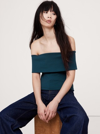 Lightweight Ponte Off-Shoulder Top | Banana Republic (US)