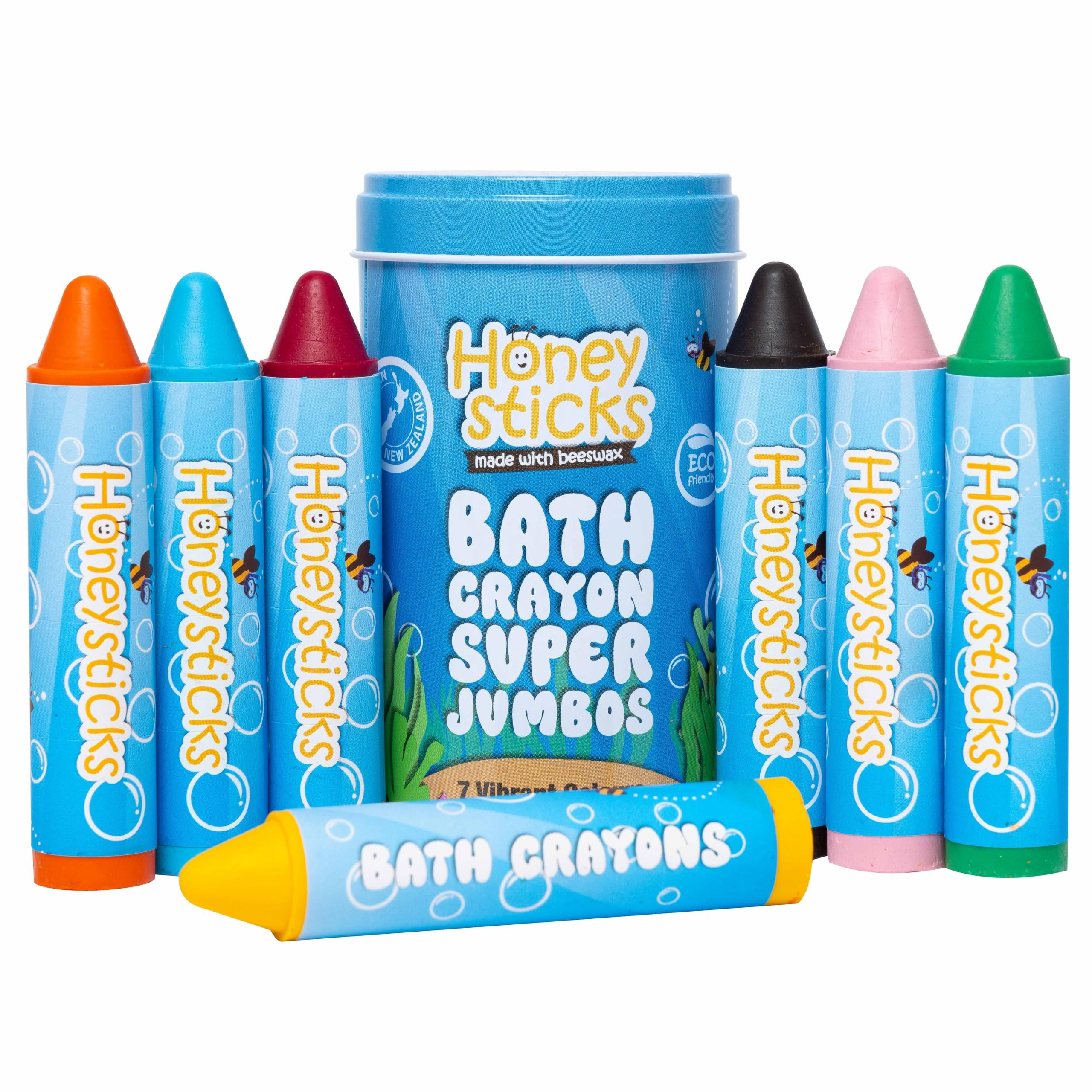 Honeysticks Super Jumbo Bath Crayons Non Toxic (7 Pack) for Toddlers 1-3 and Kids 4-8, Natural Be... | Amazon (US)