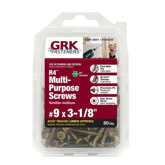 GRK #9 x 3-1/8-in Yellow Polymer-Countersinking Interior/Exterior Wood Screws (80-Count) | Lowe's