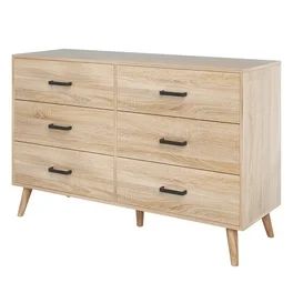 Winkalon Oak Dresser,6 Drawer Double Dresser for Bedroom,47.2'' Wooden Storage Cabinet for Living... | Walmart (US)