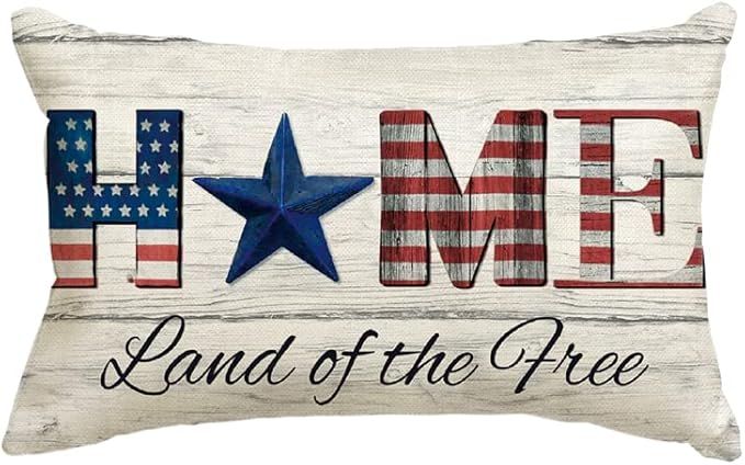 AVOIN colorlife 4th of July Home Throw Pillow Cover, 12 x 20 Inch Land of The Free Independence M... | Amazon (US)