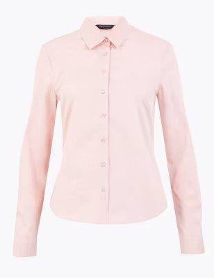 Cotton Fitted Long Sleeve Shirt | Marks & Spencer (UK)