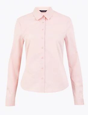 Cotton Fitted Long Sleeve Shirt | Marks & Spencer (UK)