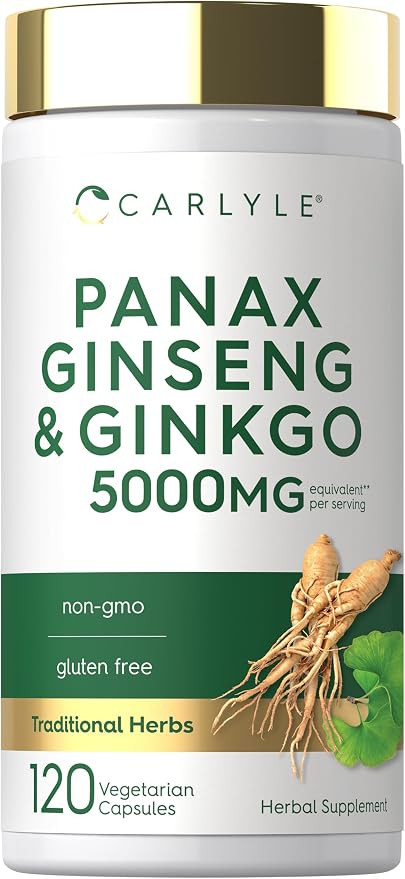 Carlyle Panax Ginseng & Ginkgo | 120 Vegetarian Capsules | Non-GMO & Gluten Free Supplement | Amazon (US)