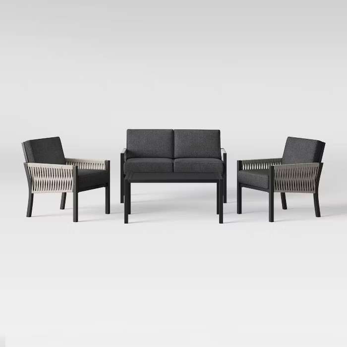 Lunding 4pc Patio Conversation Set Charcoal - Project 62™ | Target