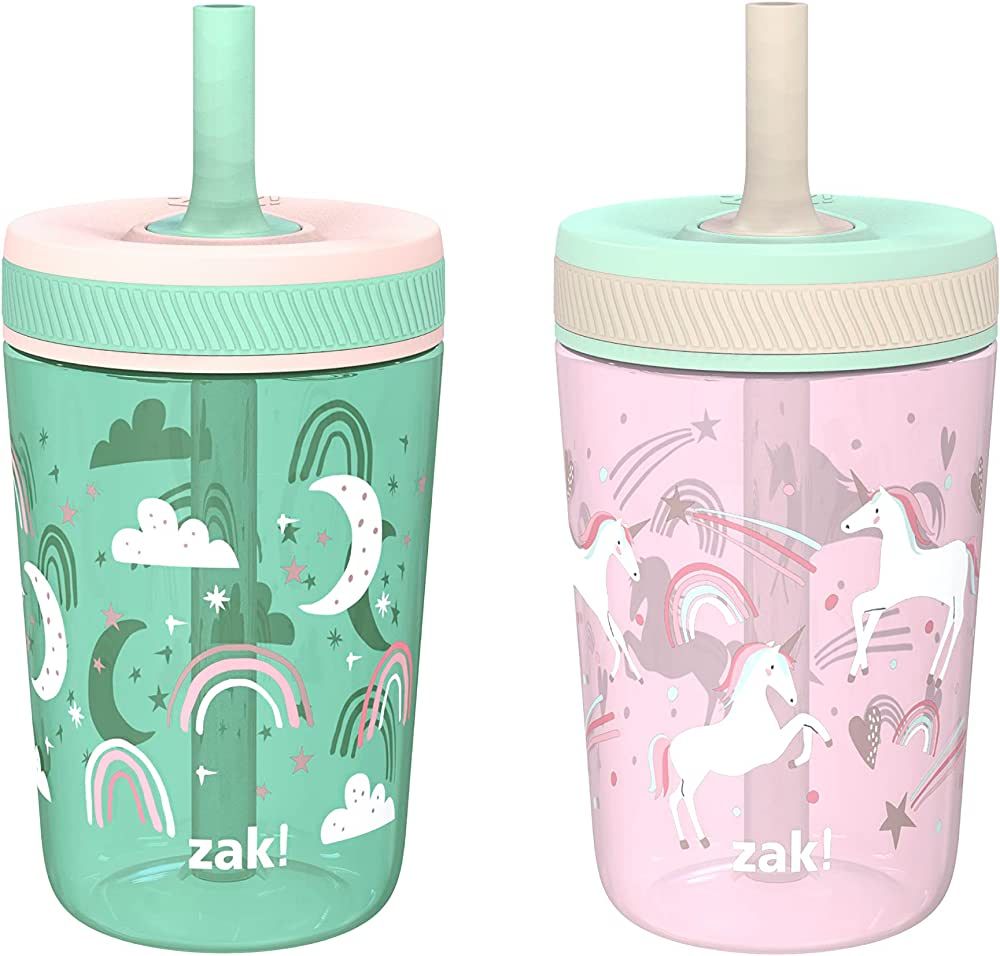 Zak Designs Kelso Toddler Cups For Travel or At Home, 15oz 2-Pack Durable Plastic Sippy Cups With... | Amazon (US)