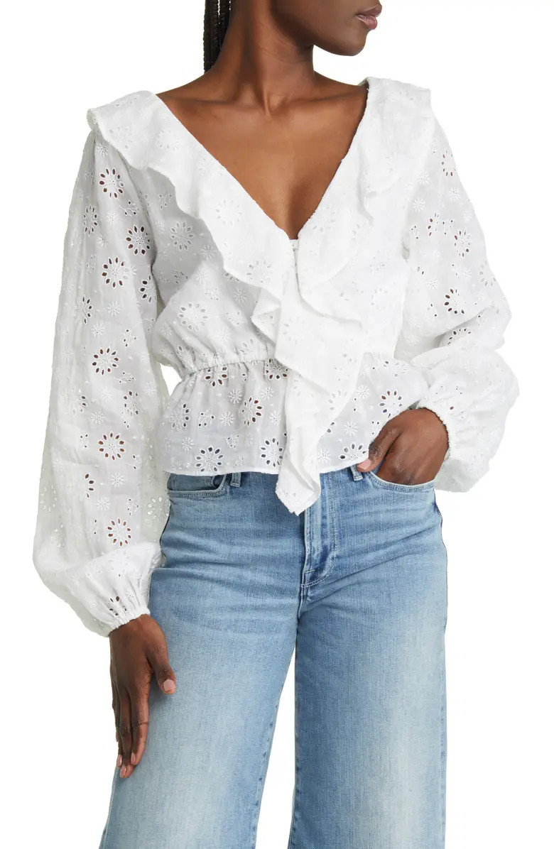 FRAME Ruffle Eyelet Top | Nordstromrack | Nordstrom Rack