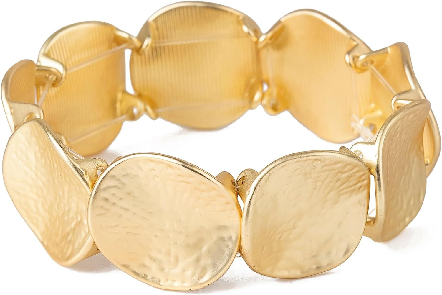 Retro Coin - Shaped Bracelet, Gold/Silver Tone Textured Hammered Bracelet/Gold/Silver Christian F... | Amazon (US)