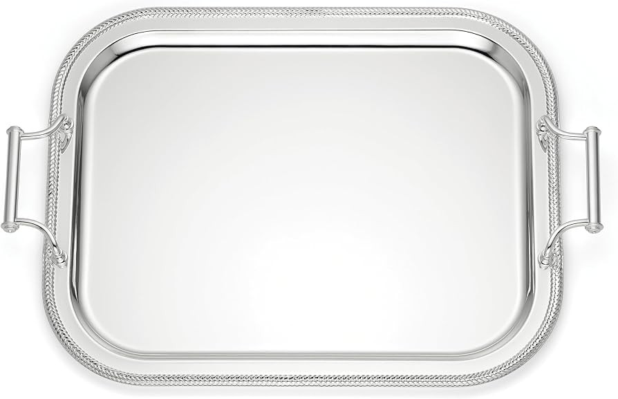 Reed & Barton Silverplate Rectangular Serving Tray with Handles, 16-Inch     mirror finish, hand ... | Amazon (US)