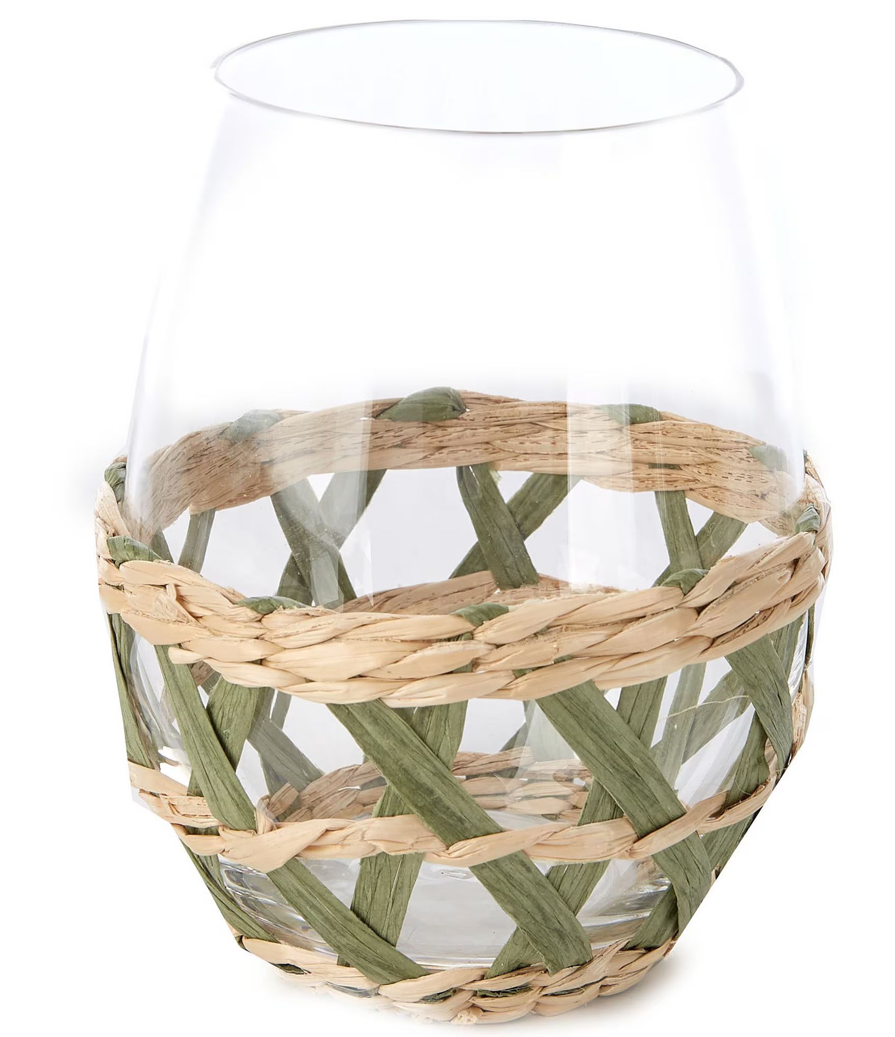 x Nellie Howard Ossi Collection Stemless Rattan Wine Glass | Dillard's