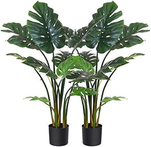 Fopamtri Artificial Monstera Deliciosa Plant 43" Fake Tropical Palm Tree, Perfect Faux Swiss Chee... | Amazon (US)