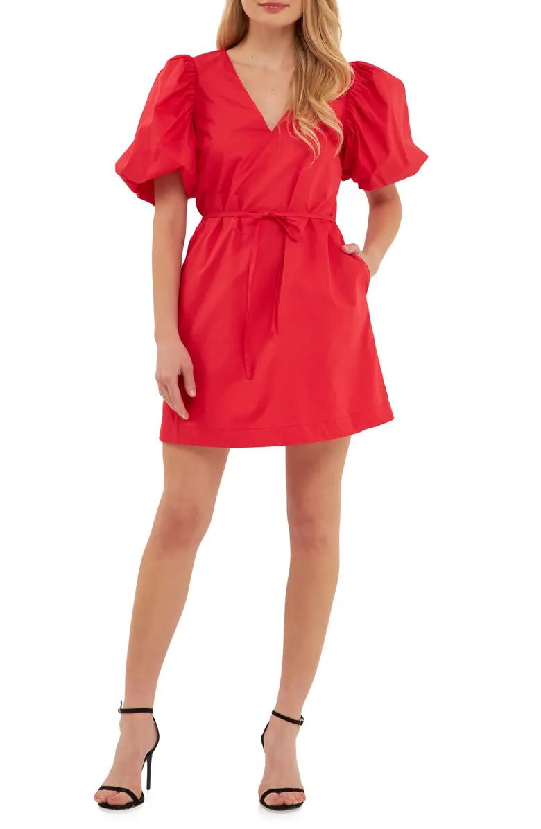 English Factory Puff Sleeve Cotton Shift Dress | Nordstrom | Nordstrom