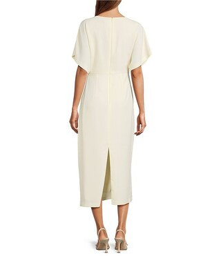 Carter Short Sleeve Crew Neck Crepe Sheath Midi Drees | Dillard's