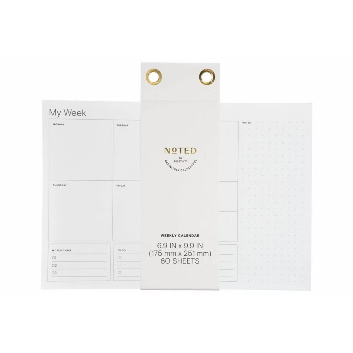 Noted by Post-it Weekly Calendar, White with pre-printed days: Office Supplies, 7.5x10 Inches, Un... | Target