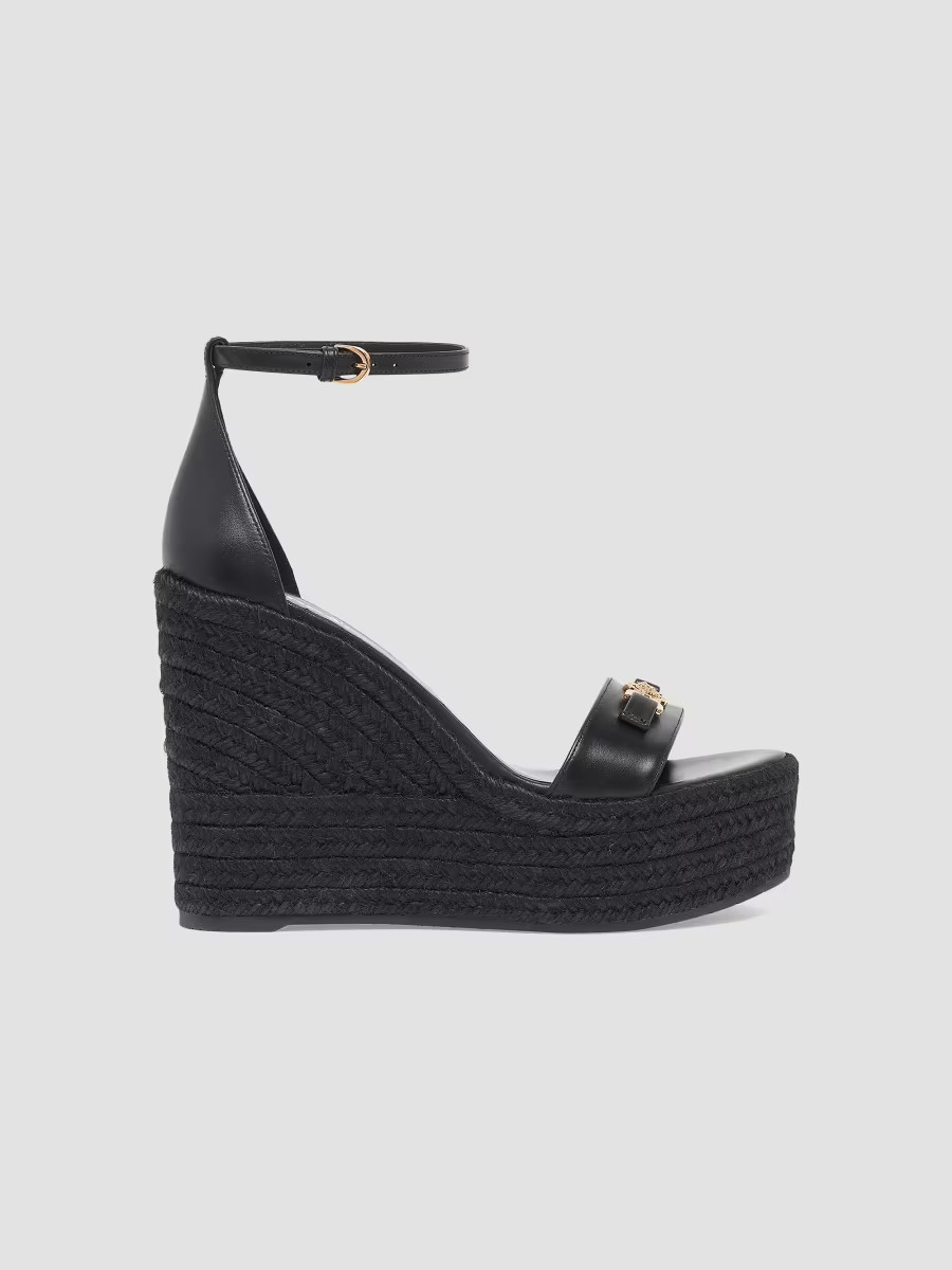 Versace Women's Medusa 120MM Leather Espadrille Sandals - Black Versace Gold - Size 9 | Saks Fifth Avenue